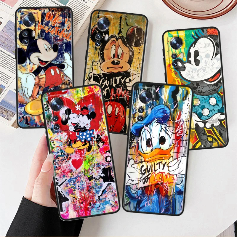 Topolino Paperino Per Xiaomi Mi 13 12T 12S 12X 11I 11X 11T Gioca Hypercharge Lite Ultra Pro Custodia Morbida Nera Per Telefono