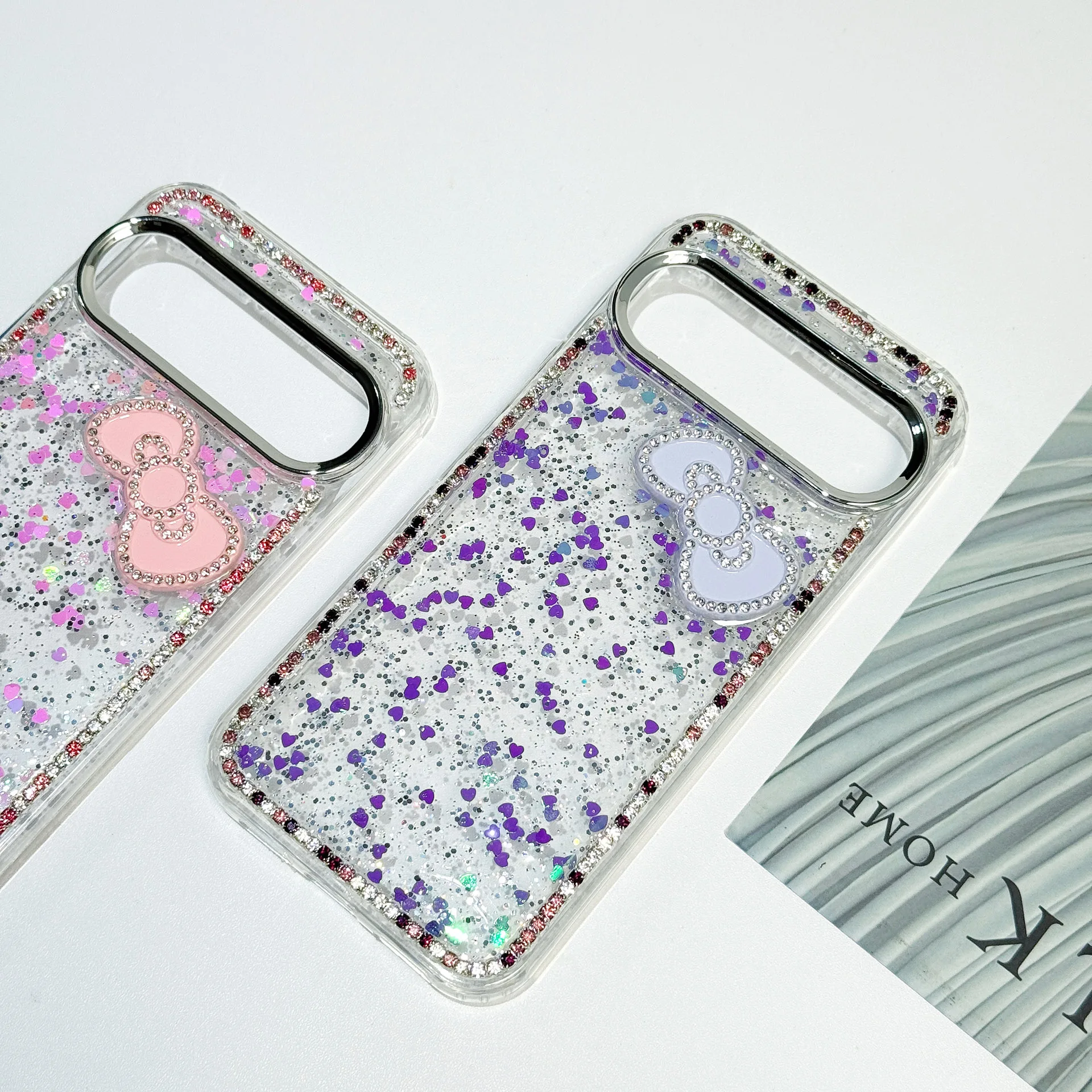 Luxury Glitter Rhinestone Bowknot Sequin Phone Case - Shockproof Bling Transparent Cover