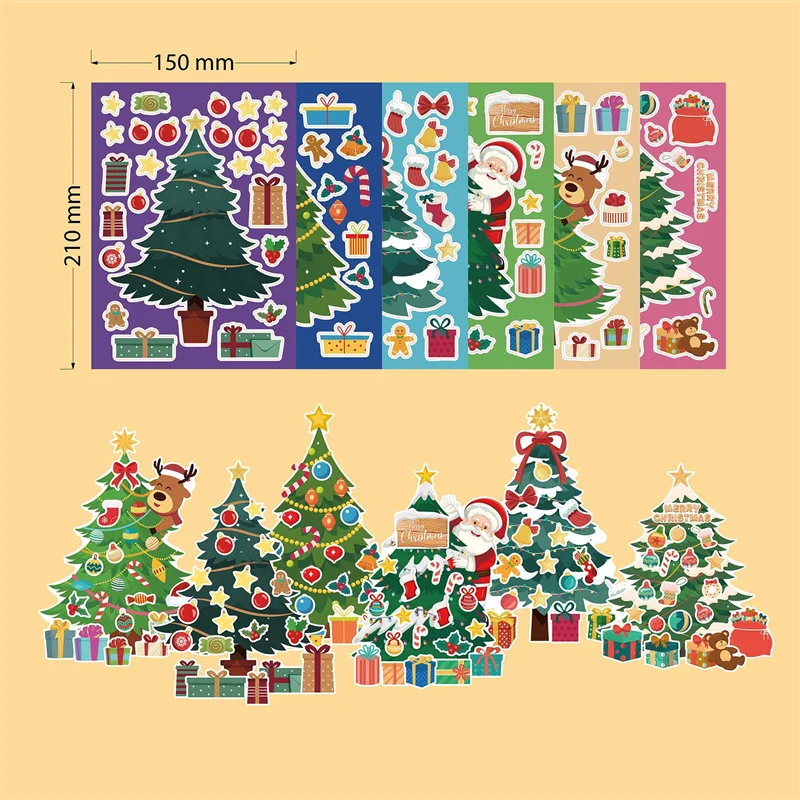 thumbnail image 5 of 6-24 hojas de pegatinas para juegos de fiesta de Navidad para niños, pegatinas para hacer tus propios árboles de Navidad, pegatinas para decorar rompecabezas, regalos para niños y niñas, 5 of 5