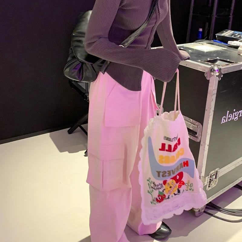 Women's Shoulder Bag New Creative Cartoon Potato Pattern Embroidery Shoulders Bag Casual Fashionbale Versatile Canvas Handbags - 2