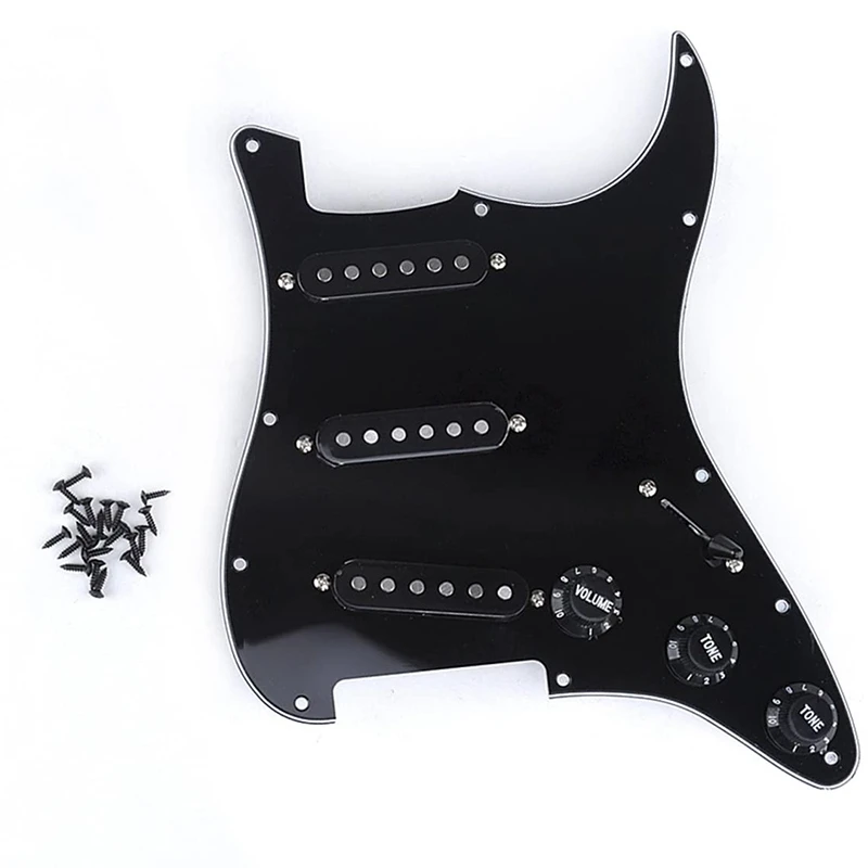 

Single Coil SSS Electric Guitar Pickguard Pickup Loaded Prewired Scratch Plate 11 Holes 3Ply For ST SQ Guitar