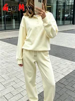Ensemble de survêtement printanier pour femme avec pantalon large, blanc, oversize, deux pièces, classique, pour femme 2026 3