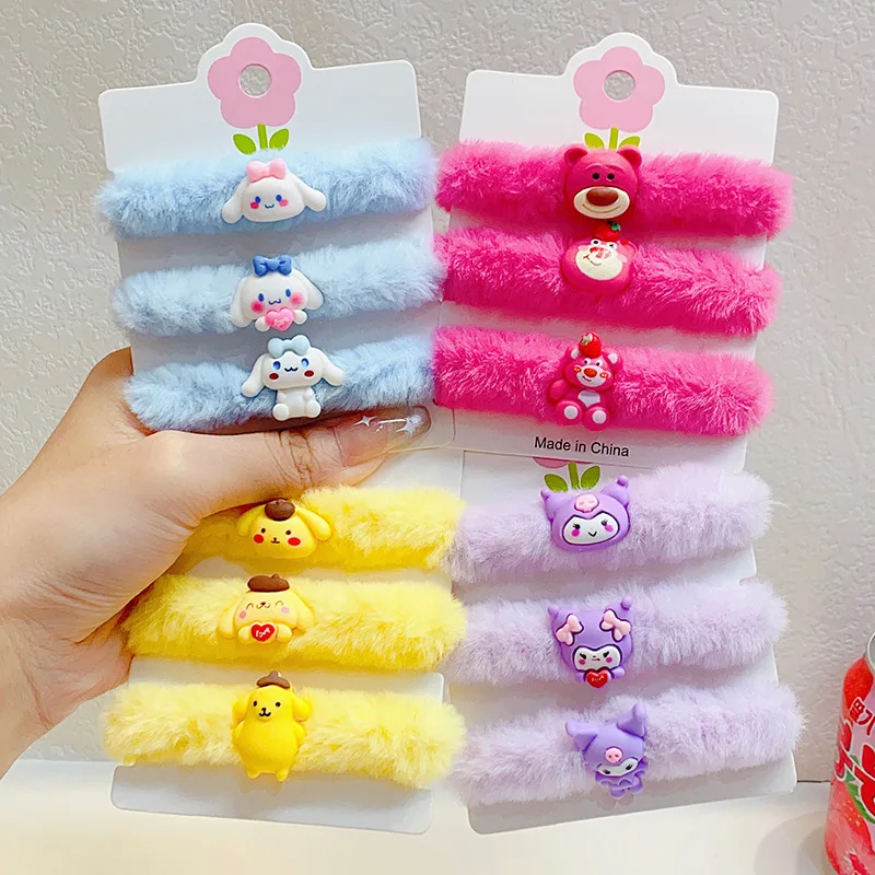 

3 Pieces/set Kawaii Sanrio Scrunchies for Hair Kuromi My Melody Cinnamoroll Cute Cartoon Hair Band Tie and Accessories Girl Gift