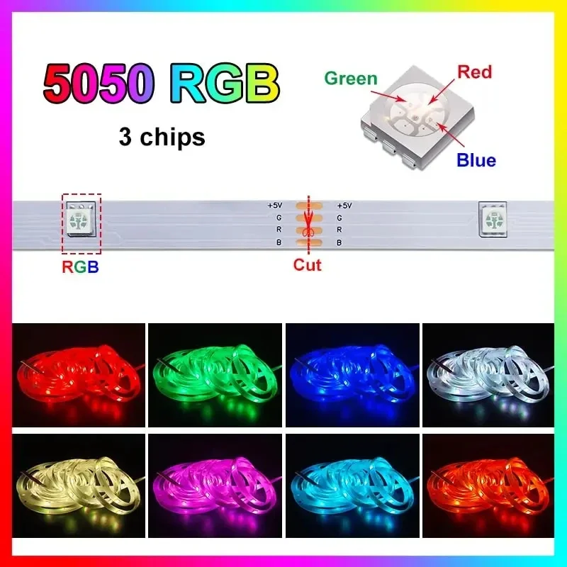 LED Strip Lights 5050 RGB Bluetooth APP Remote Control USB 5V Led Tape Diode Flexible Ribbon for Christmas Room Decor