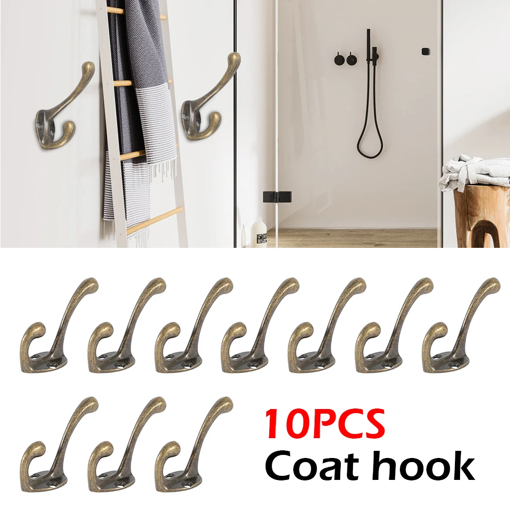 Bronze Dual Coat Hooks Wall Mounted Rack for Bathroom Kitchen