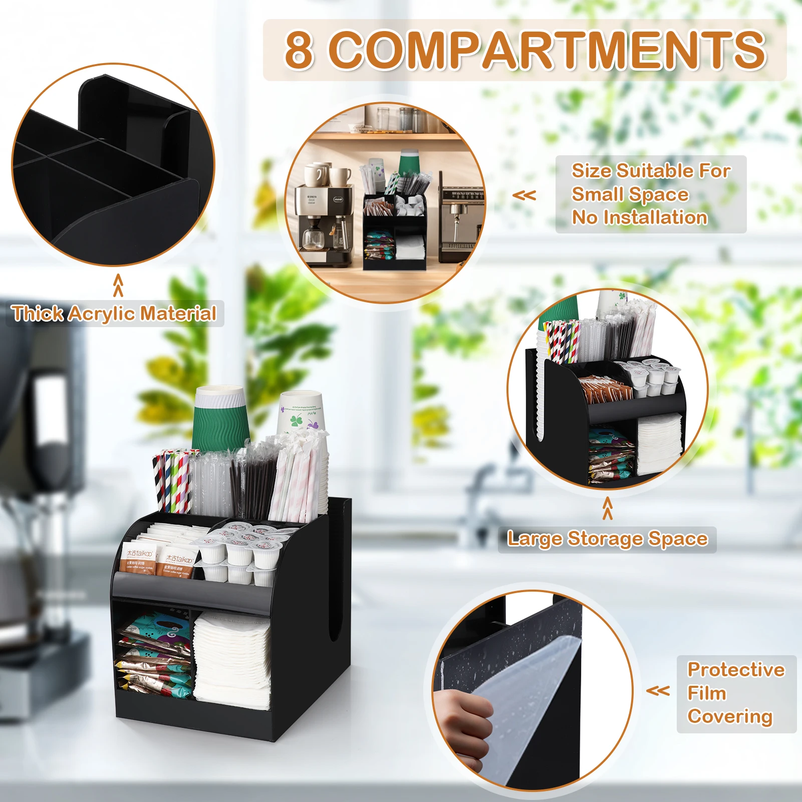 Acrylic Coffee Cup Dispenser, milk disposable plastic paper cups lid holder organizer party et cafe store stand rack storage