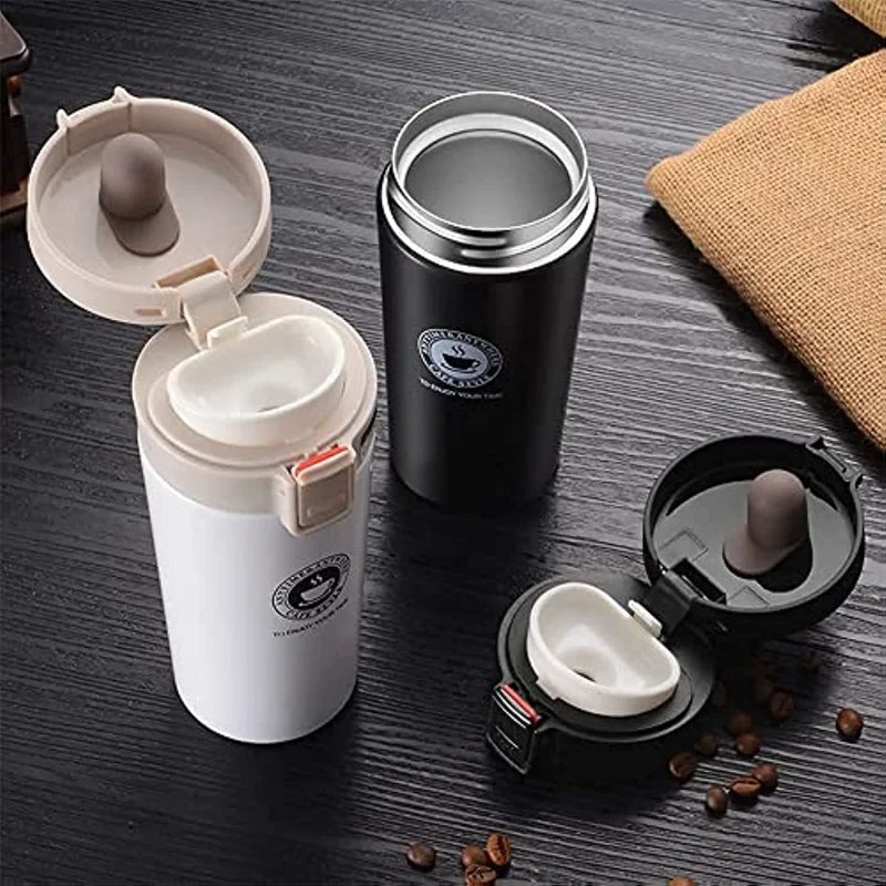 380/500ml Thermos Coffee Cup Tea Mug Double Layer Stainless Steel Vacuum Insulated Metal Thermos Outdoor Sports Water Bottle Kitchen