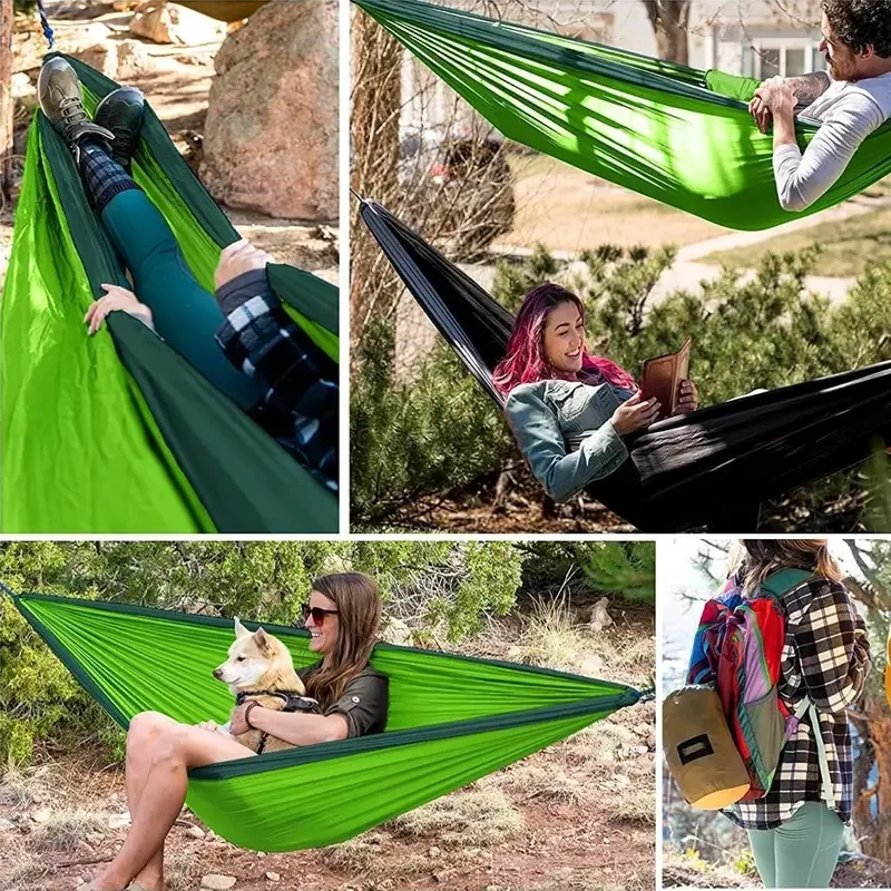 Double Portable Hammock for Camping Lightweight Nylon Parachute Hammock for Backpacking Travel Beach Backyard Patio Hiking 2