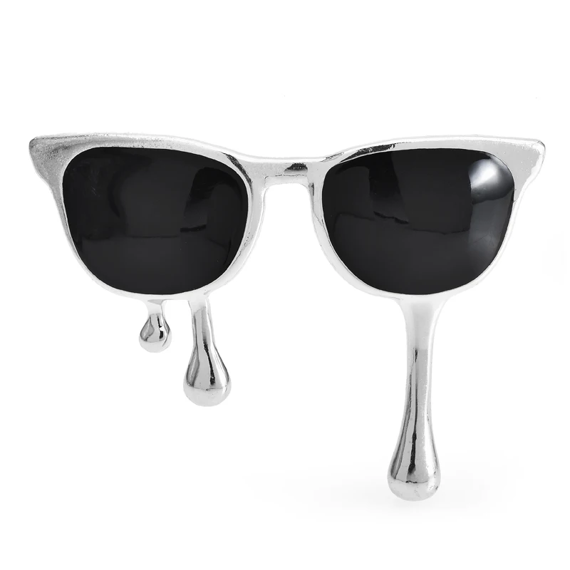 Wuli&baby Cool Glasses Brooches Pins For Women Men 2-color Enamel