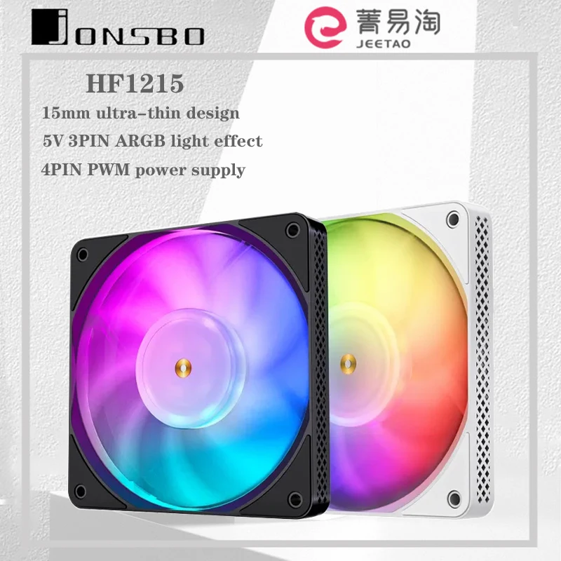 

Jonsbo HF1215 120mm Ultra-Thin Desktop Computer Case Fan FDB Bearing 5V 3Pin ARGB PWM Temperature Control Low Noise Cooling Fan