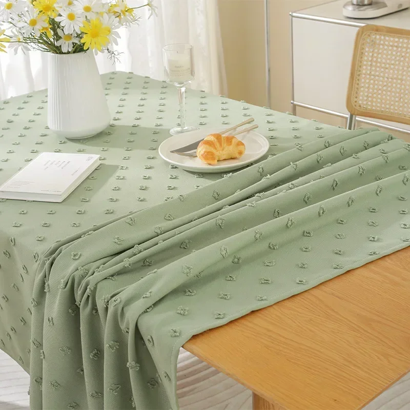 

2023 Boho Cotton Linen Tablecloth Dots & Striped Jacquard Pattern Table Covers Farmhouse Tabletop Decoration For Dinning