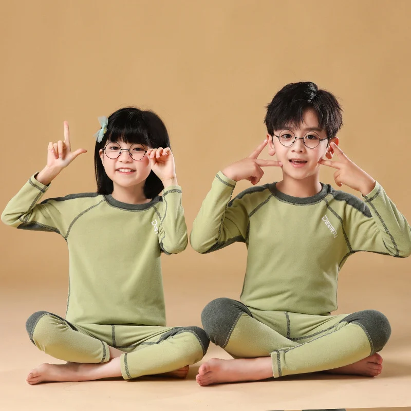 Thermal Underwear for Boys children clothes children underwear suits Fleece 37&deg;C Constant Temperature Warm Two Pieces Children Winter Clothes Set Teenage Kids Long Johns