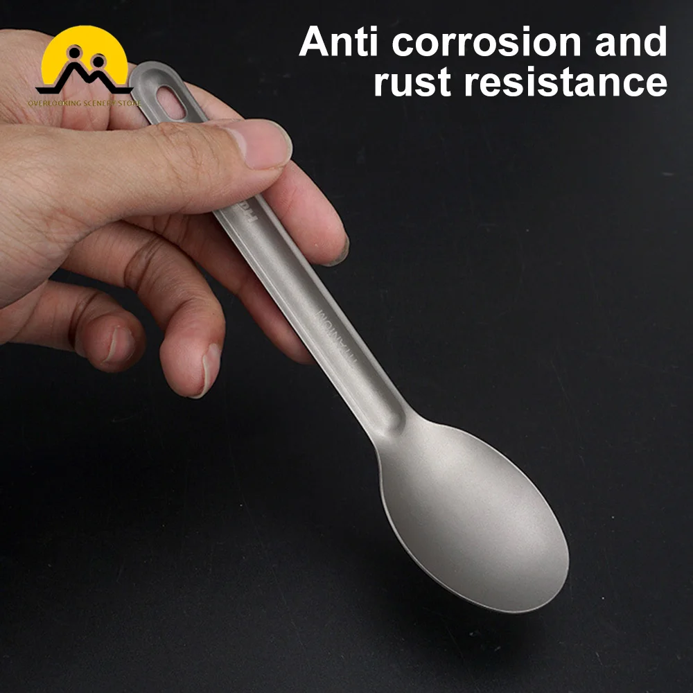 Titanium Tableware Ultralight Metal Long Handle Spoon Fork Camping Cutlery