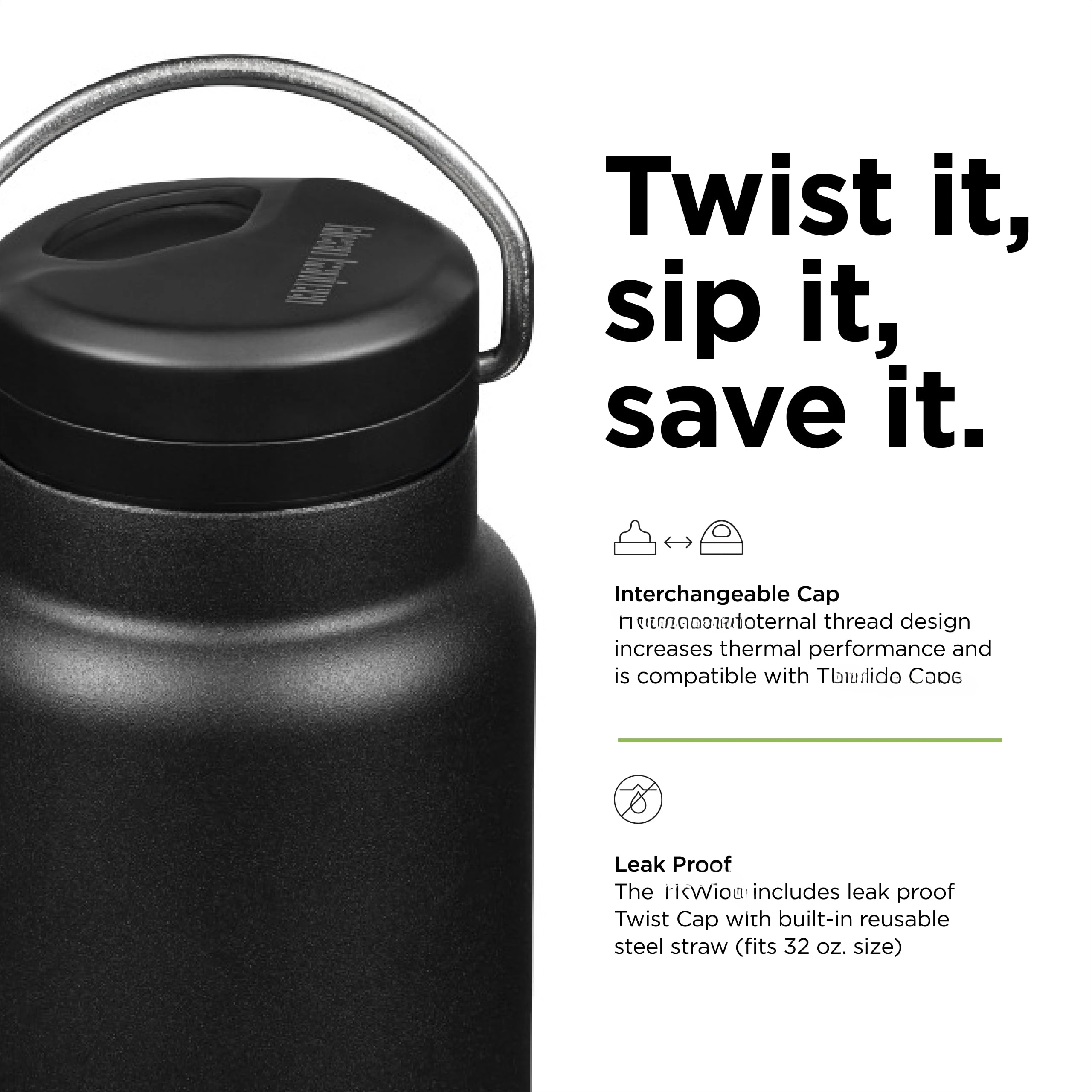 32 Oz Black insulated water cup