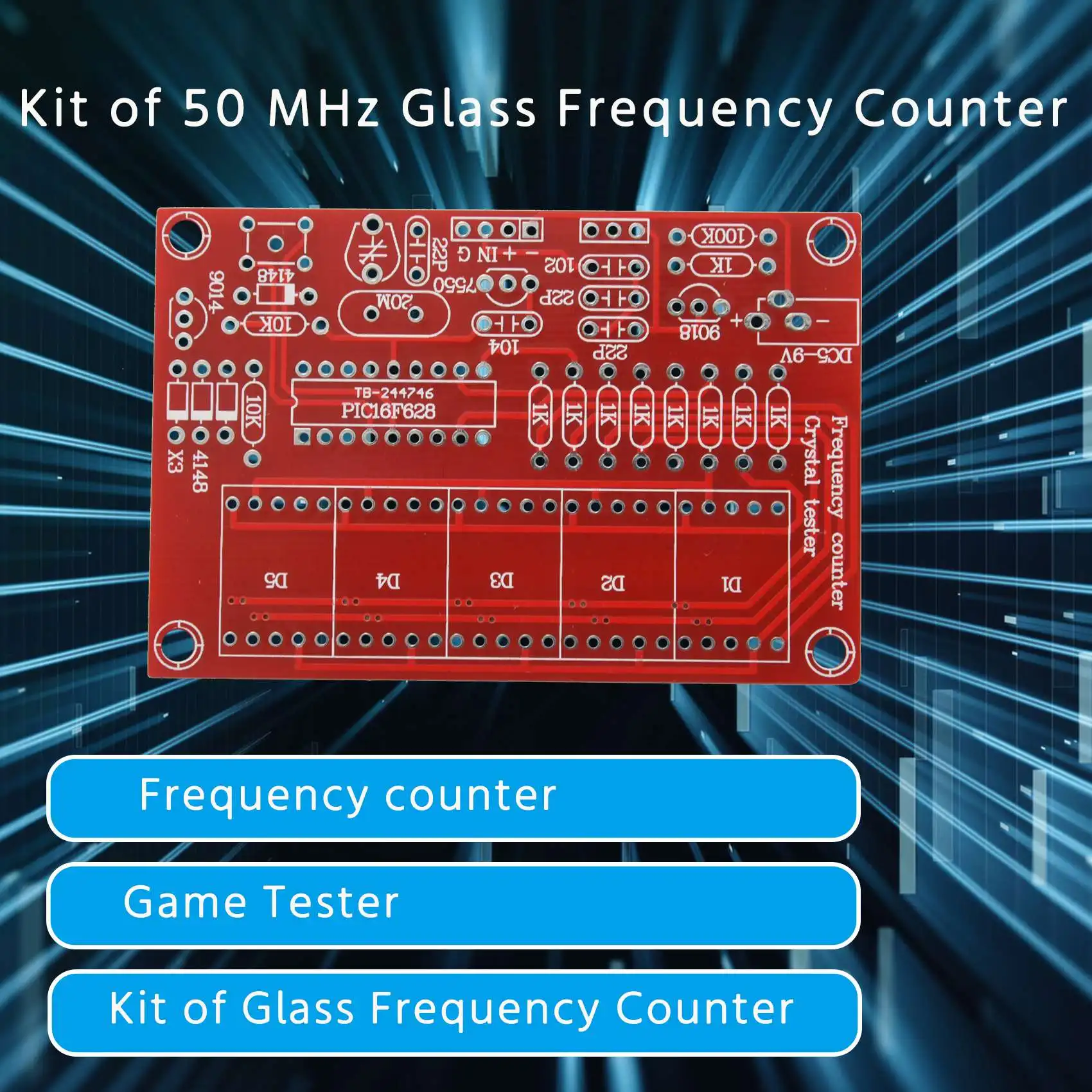 50 MHz Crystal Oscillator Frequency counter Testers DIY Kit 5 Resolution Digital Red