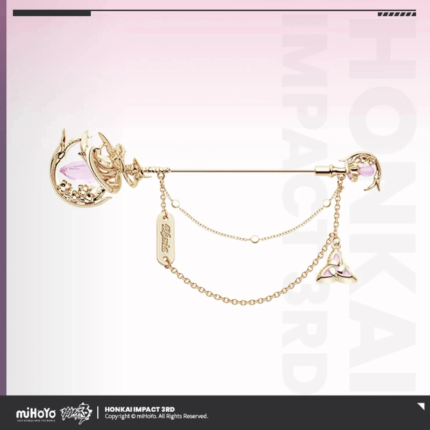 

Anime Game Honkai Impact 3 Cosplay Jewelry Elysia HERRSCHER OF HUMAN:EGO Theme Metal Brooch Crystal Decorations Chain Pendant