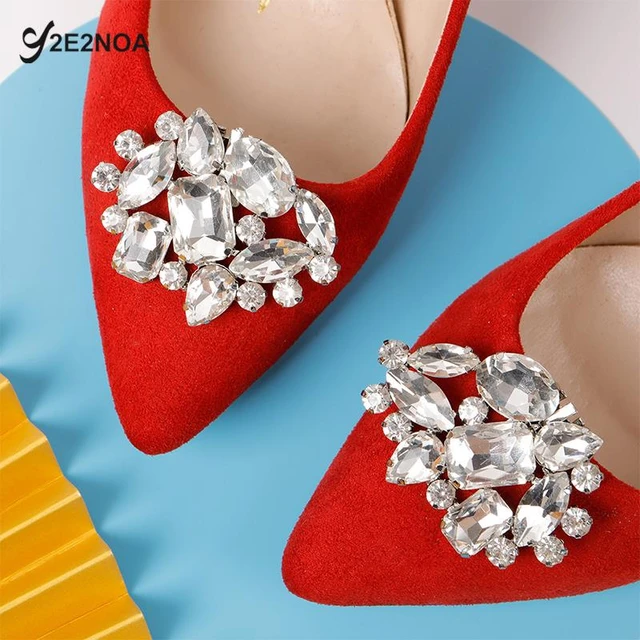 Heel Rhinestone Shoe Decorations Clip Shiny Clips Charm Buckle Square Clamp