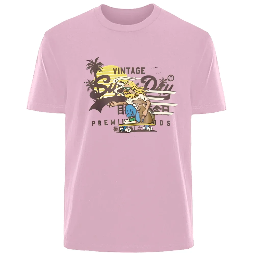 thumbnail image 1 of Camiseta de verano retro con letras simples para hombre, 100 % algodón, cómoda, transpirable, informal, a la moda, ropa de calle para exteriores para hombre, 1 of 5