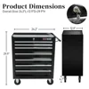 Steel 7-Drawer Rolling Tool Chest Box Wheels Garage Workshop Organizer Storage Black 24.5" Compact Durable Portable Heavy Duty 2