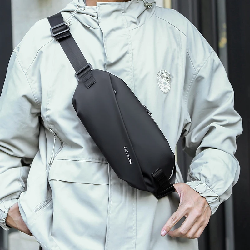 Waist bag | fashionable chest bag suitable for hiking, running and outdoor activities, black, durable suture design