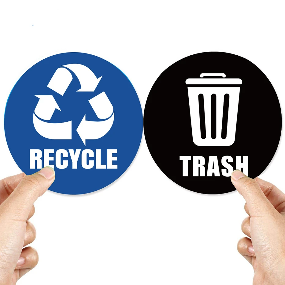 Recycle Trash Bin Sticker Round Logo Sign Decal Labels Self-Adhesive Vinyl  Laminated Waterproof Indoor and Outdoor