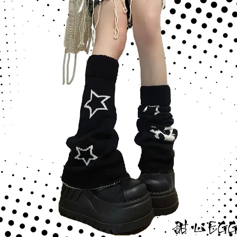 

Skull Star Loose Socks Women White Black Gyaru Y2K Reversible Socks Woman HARAJUKU Long Sock Autumn Winter Warm Fashion Sock