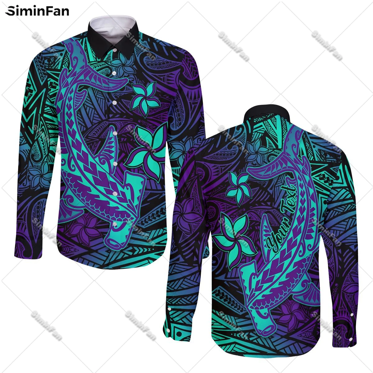 

Guam Polynesian Tropical Flower Hawaii 3D Full Print Men Long Sleeve Button Shirt Male Female Blouses Unisex Cuban Collar Top-1