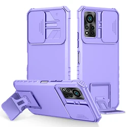 Shockproof Slide Camera Lens Protection Phone Case with Stand Feature for Infinix Hot 12 Play (PURPLE)
