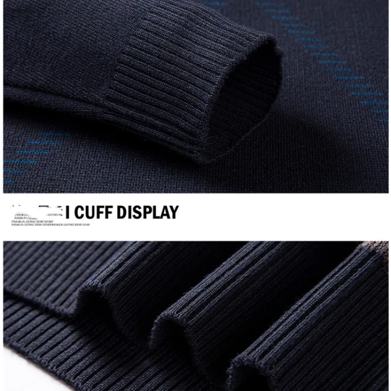 Autumn Winter Men's Pullover Round Neck Solid Screw Thread Long Sleeve Sweater Knitted Undershirt Fashion Casual Formal Tops
