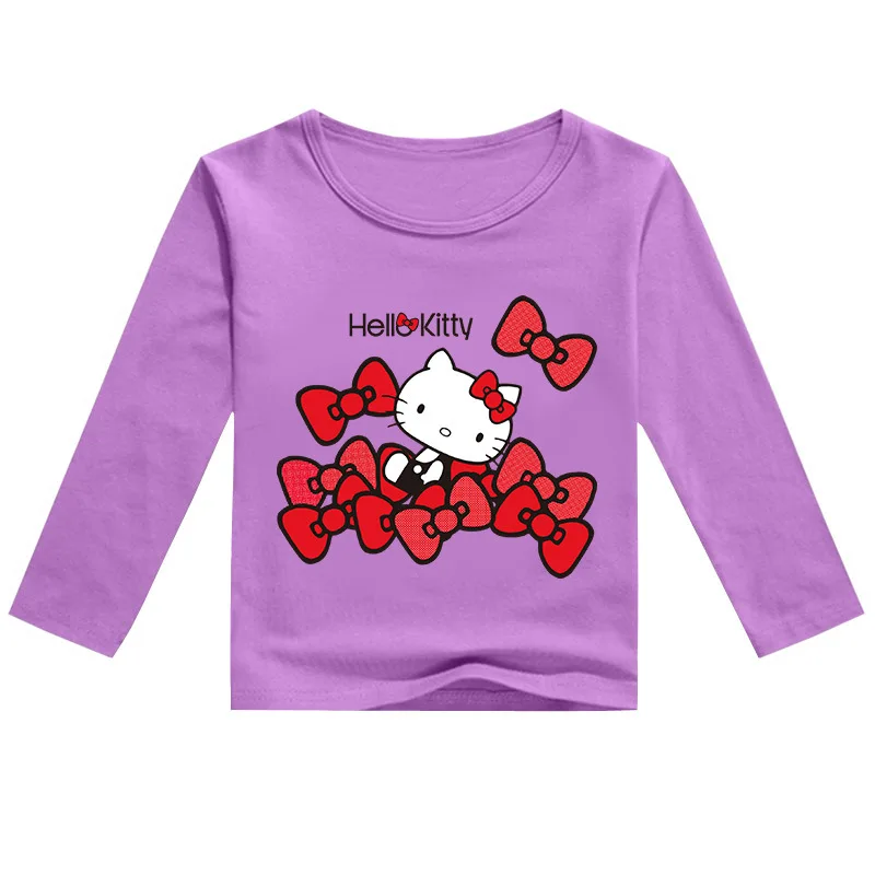 thumbnail image 1 of Hello Kitty-Camiseta estampada de algodón para niños, camiseta básica de manga larga a la moda para primavera y otoño, Top informal deportivo para niños, 1 of 5