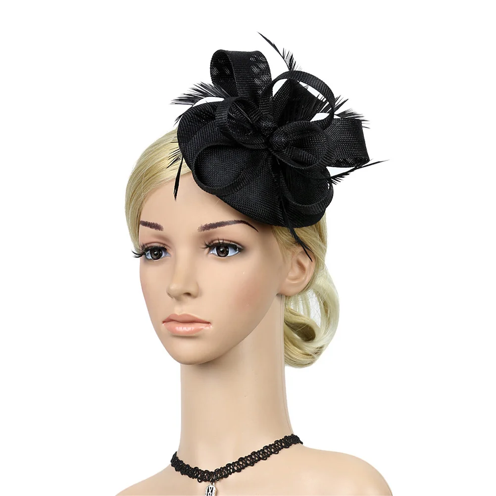 

Fascinator Hat Tea Party Headband for Flower Cocktail Hair Clips for Wedding Headwear ( Black )