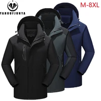 2024 Men Spring Outdoor Leisure Solid Detachable Hooded Jacket Men Autumn Waterproof High-Quality Design Jacket Male Coat 8XL 1