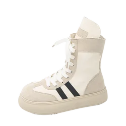 Women's Fashion High - Top Lightweight Comfort Shoes - 38 (WHITE)