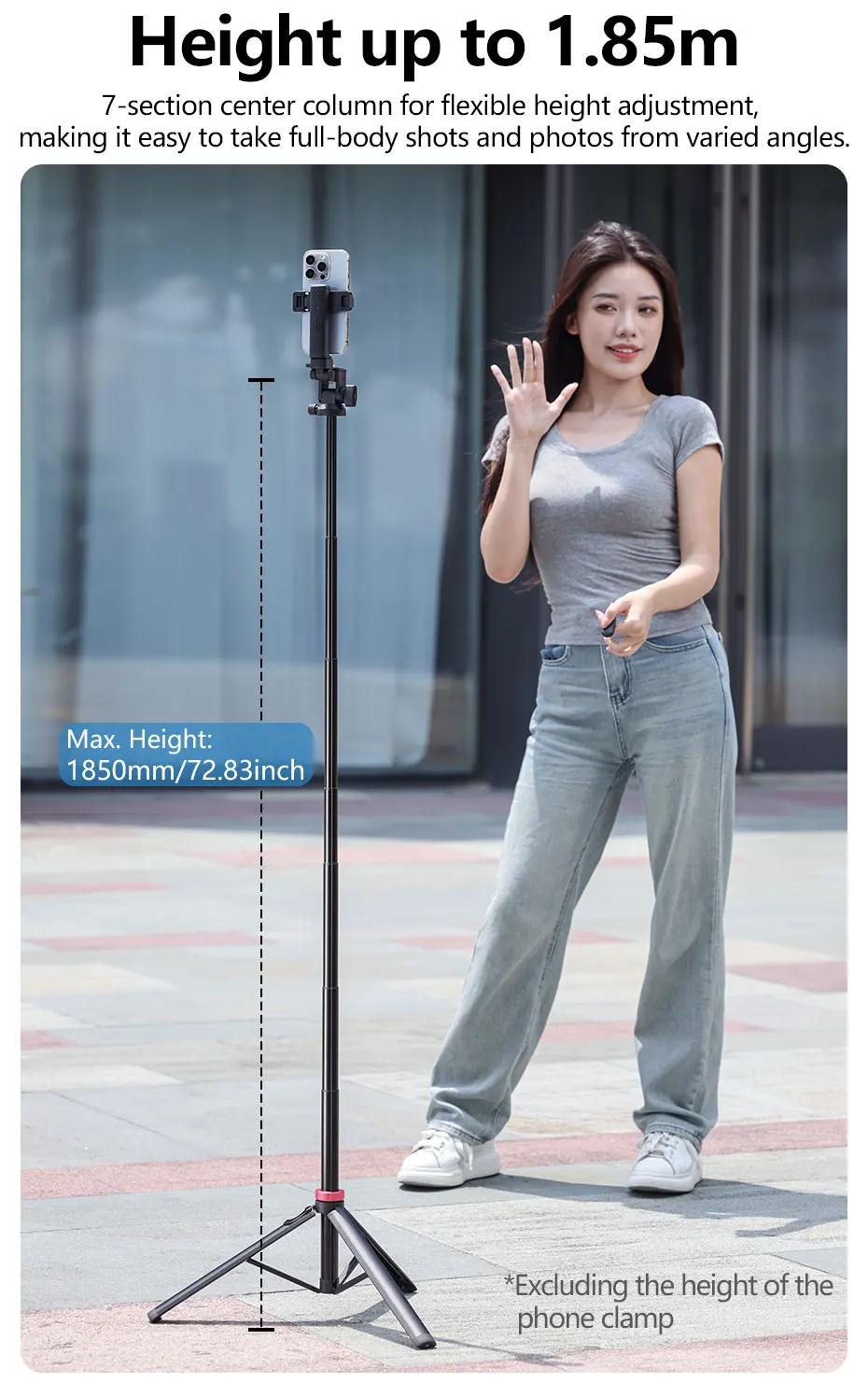 MT-78 1.85M Quick Release Tripod with Remote Phone Holder Cold Shoe Mount 1/4''