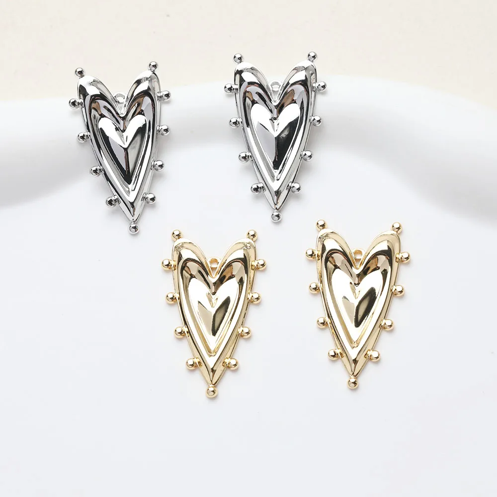 6PCS 14K Gold Plated Heart Pendant Jewelry Making Supplies