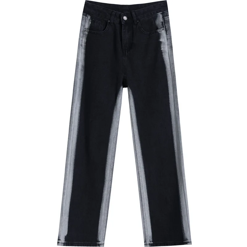 Gradient Jeans High Waisted Loose Thin Straight Draped Drag Ground Wide Leg Trousers  for Women