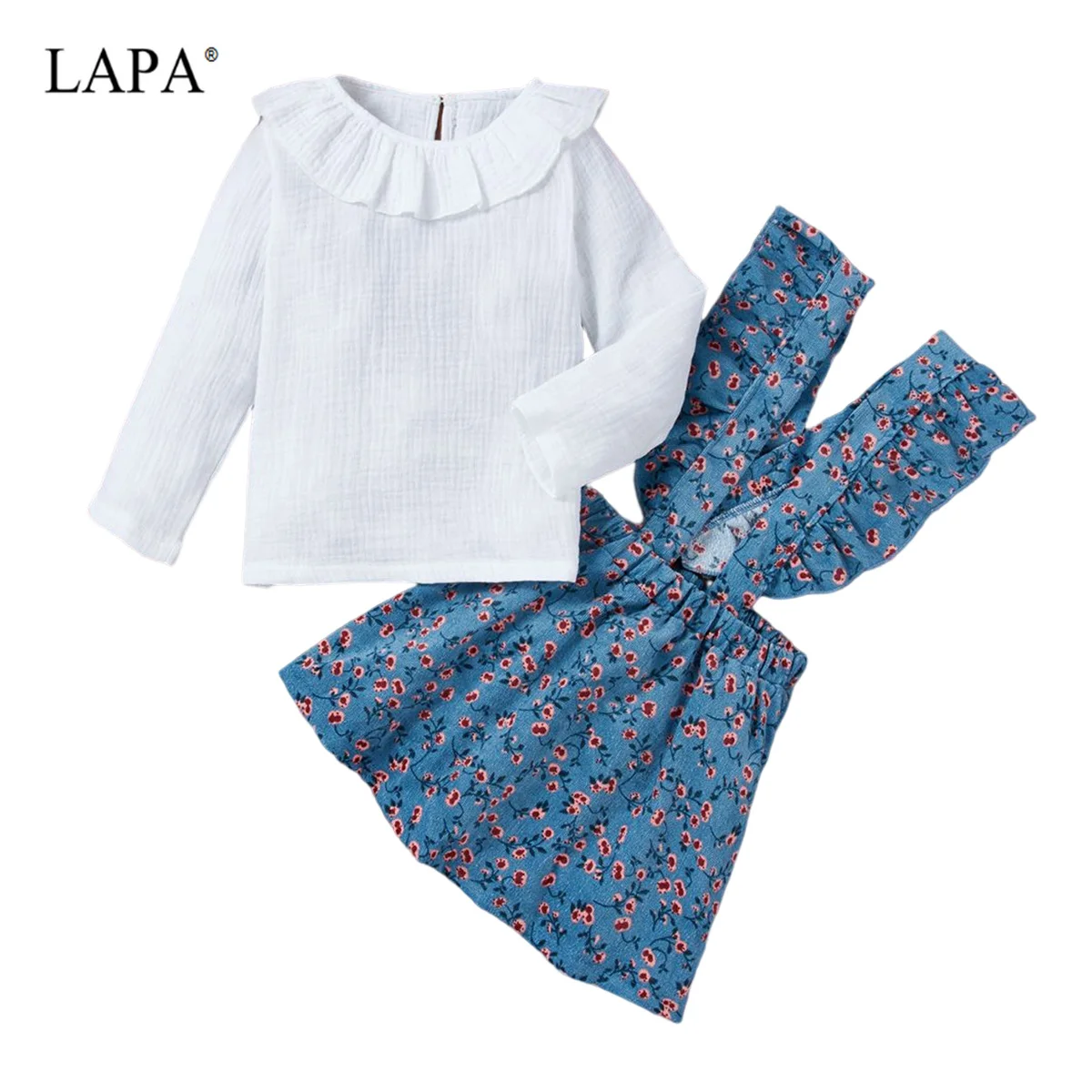 

LAPA 18m 2 3 4 5 6 Years Girls Clothes Winter Ruffled Long Sleeve Spring/Autumn Floral Cute Skirts Set