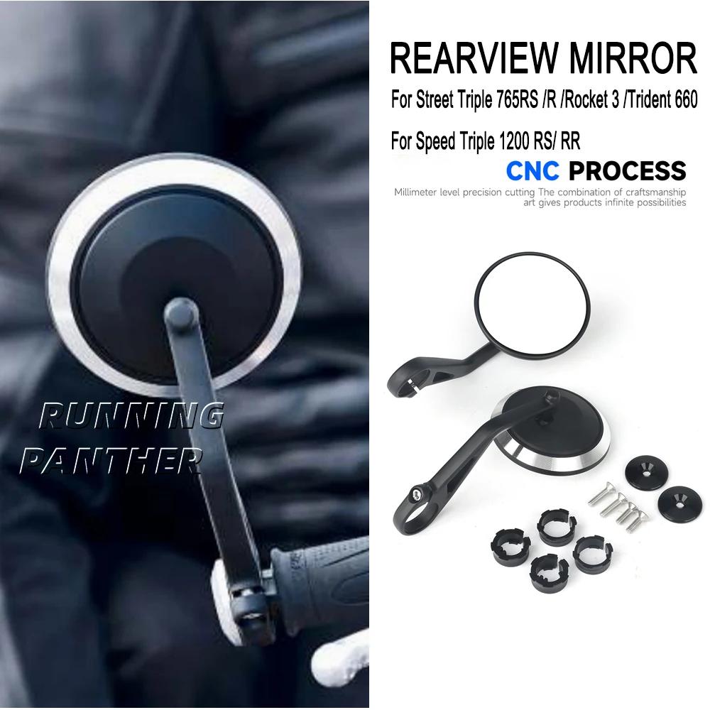 

Motorcycle CNC Handlebar Handle Bar Rearview Side Mirrors Bar End Mirror Kit For Rocket 3 Street Triple S 765 RS R 765RS 765R