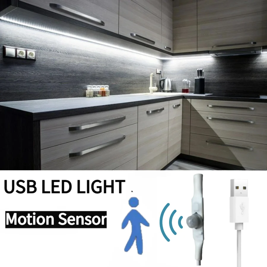 

5V USB LED Strip With Hand Sweep/Human Motion Sensor 1M 2M 3M 5M Light Tape Decoration Ribbon for TV Kitchen Room