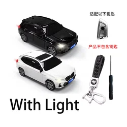 Premium Leather Car Key Case - Sleek Protective Key Fob Cover - White (2S With Light)