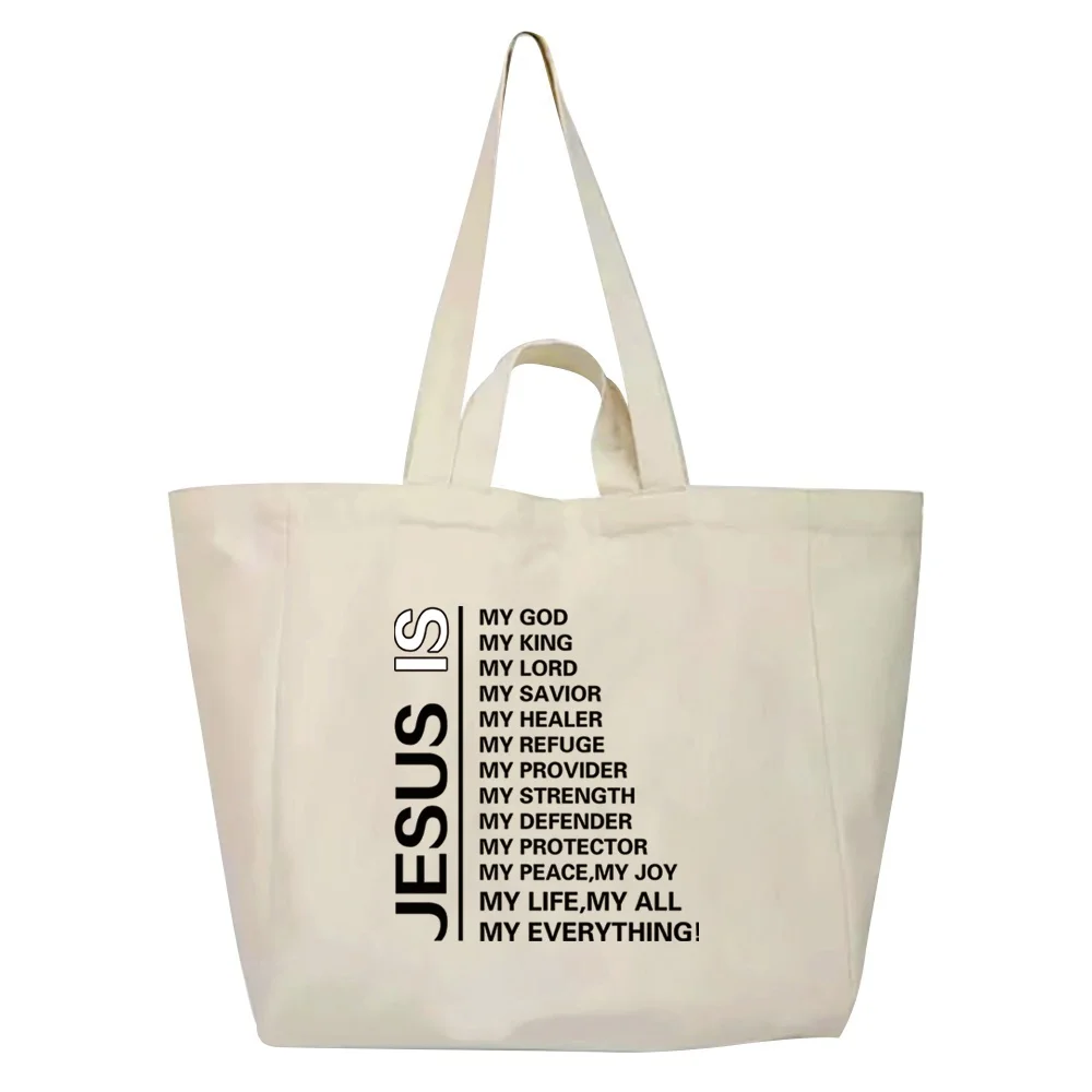 Tote Bag Large Capacity Shoulder Bags Print Jesus Series Casual Canvas Commuter Work Organizer Women's Bag Shopping Pounch