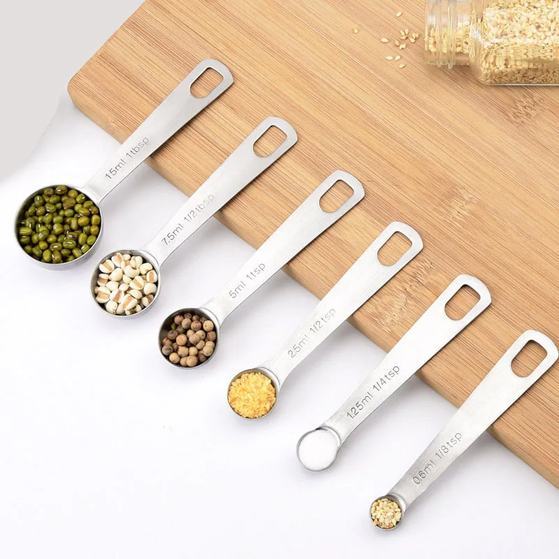 Multipurpose Food-grade Stainless Steel Measuring Spoon Coffee Powder Spice Measure Scoop 6pcs/set Kitchen Baking Tools JJA008 kitchen measuring spoons measuring spoon set
