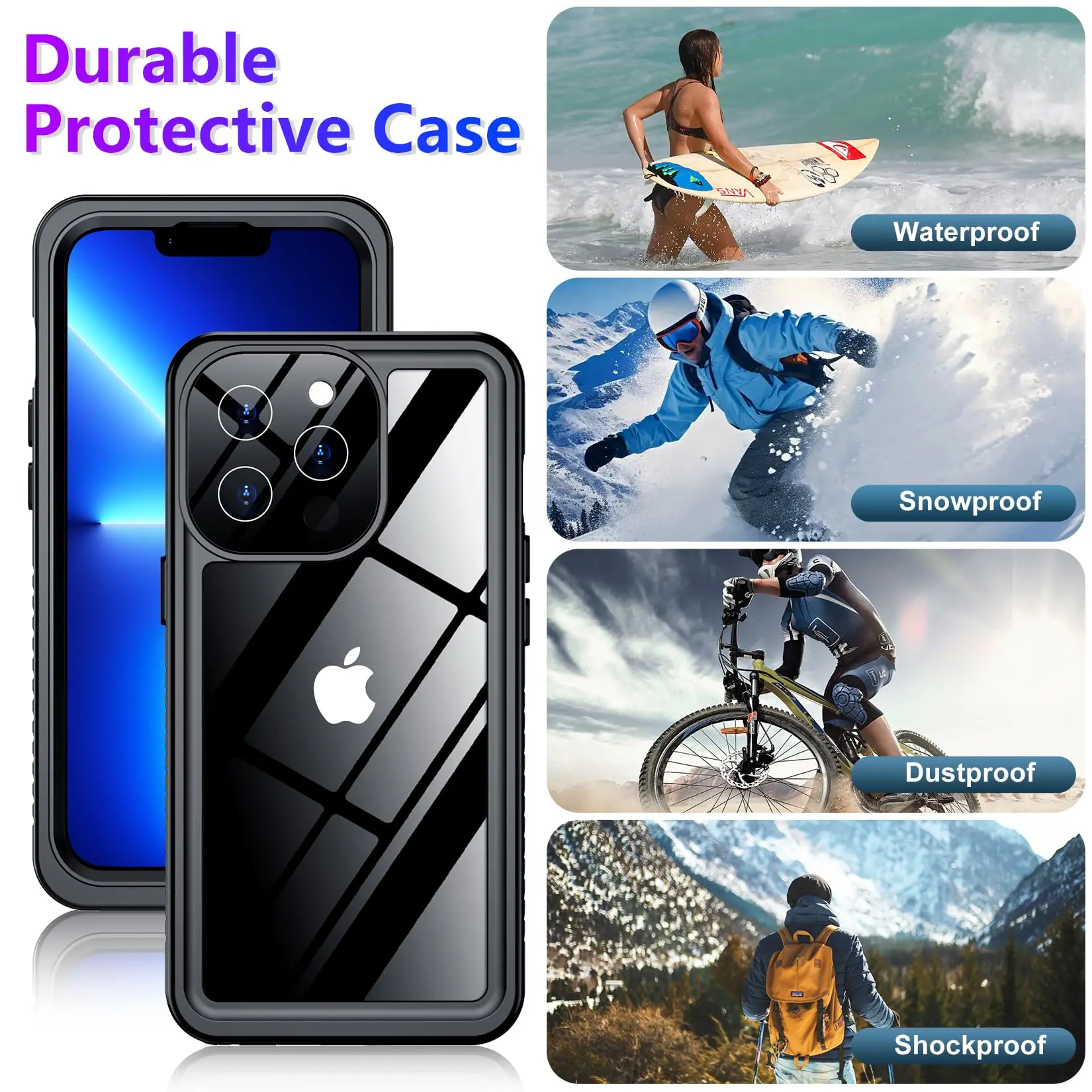 Enhanced Waterproof Phone Case - 360 Full Coverage Shockproof Dustproof IP68