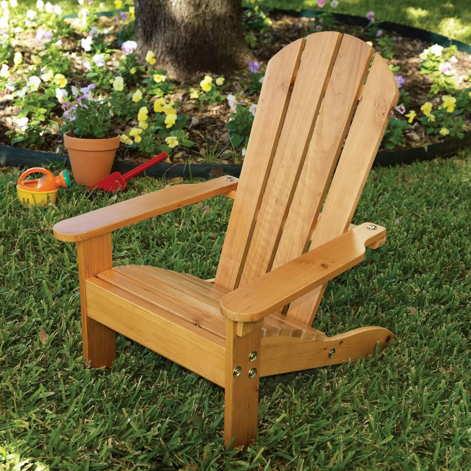 Wooden Adirondack Children's Outdoor Chair, Kid's Patio Furniture, Honey, Gift for Ages 3-8 21.5 x 19.2 x 24.5