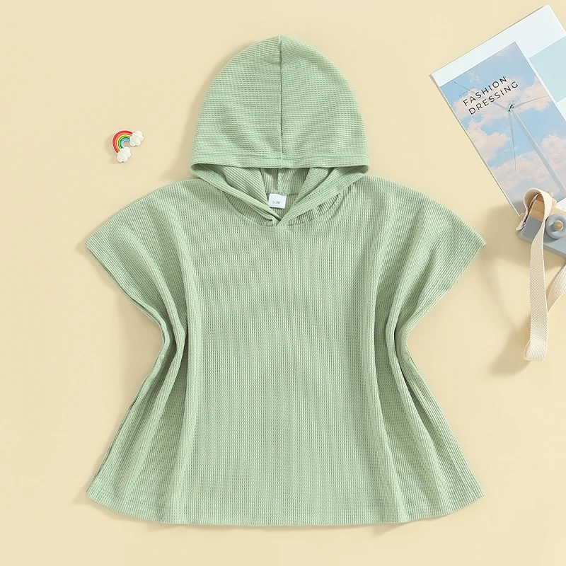 2-10Y Kids Swimwear Cover-ups Solid Color Hooded Beach Towel Bathing Suits Smock Boys Girls Beachwear kids swimsuits