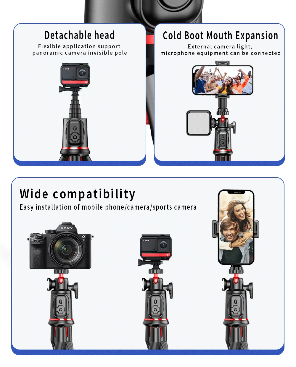 Wireless Bluetooth Selfie Stick for Smartphone Gopro Tripod for DSLR Camera with Octopus Legs for Xiaomi iPhone Huawei Samsung