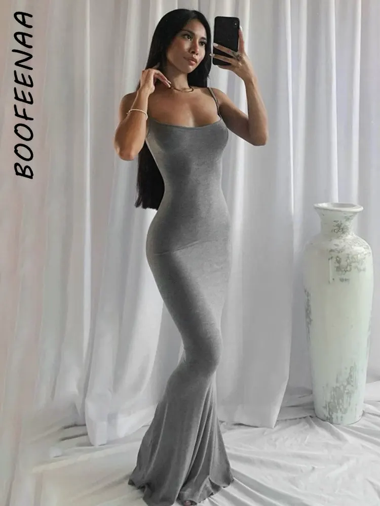Boofeenaa Strap Backless Long Maxi 