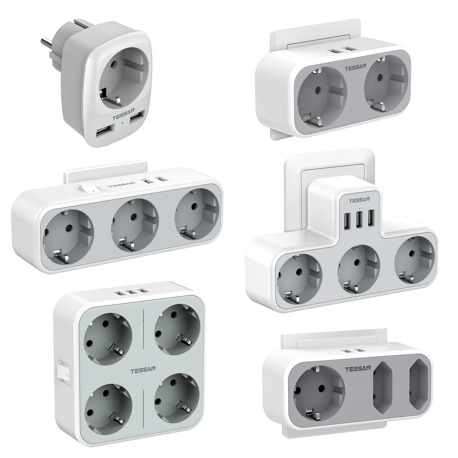 TESSAN-EU-KR-Plug-Power-Strip-com-Tomadas-AC-e-Portas-De-Carregamento ...