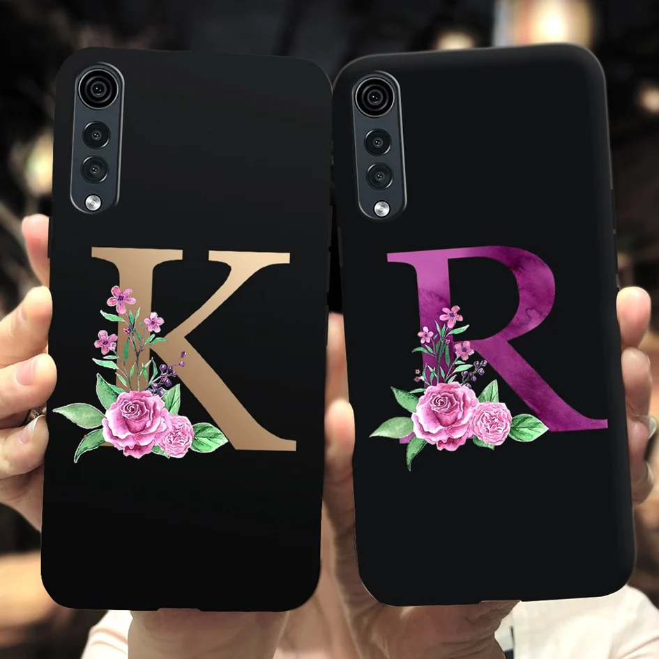 Per Lg Velvet 5G Case 6.8 "Fashion Flower Letters Slim Matte Silicone Soft Black Phone Cover Per Lg Velvet 5G Lm-G900 Coque Etui
