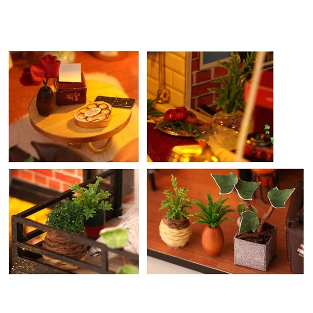 DIY Miniatur und Möbel Puppenhaus Kits Mini 3D Haus mit Staubs chutz  Handwerk Modell mit LED-Raum Dekore Geburtstags geschenk - AliExpress